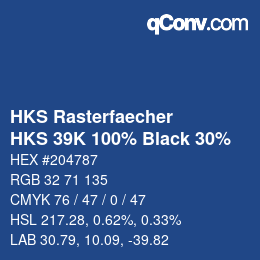 カラーコード: HKS Rasterfaecher - HKS 39K 100% Black 30% | qconv.com
