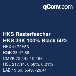 Code couleur: HKS Rasterfaecher - HKS 39K 100% Black 50% | qconv.com