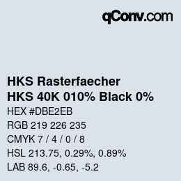 Farbcode: HKS Rasterfaecher - HKS 40K 010% Black 0% | qconv.com