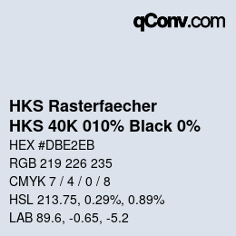 Código de color: HKS Rasterfaecher - HKS 40K 010% Black 0% | qconv.com