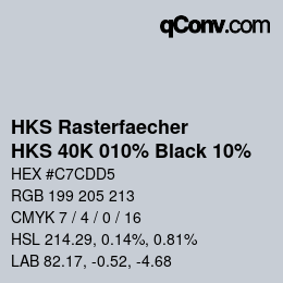 カラーコード: HKS Rasterfaecher - HKS 40K 010% Black 10% | qconv.com