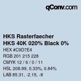 カラーコード: HKS Rasterfaecher - HKS 40K 020% Black 0% | qconv.com