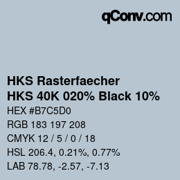 カラーコード: HKS Rasterfaecher - HKS 40K 020% Black 10% | qconv.com