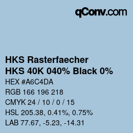 カラーコード: HKS Rasterfaecher - HKS 40K 040% Black 0% | qconv.com