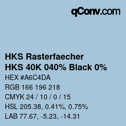 Color code: HKS Rasterfaecher - HKS 40K 040% Black 0% | qconv.com