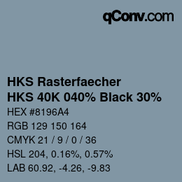 カラーコード: HKS Rasterfaecher - HKS 40K 040% Black 30% | qconv.com