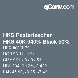 Farbcode: HKS Rasterfaecher - HKS 40K 040% Black 50% | qconv.com