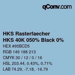 カラーコード: HKS Rasterfaecher - HKS 40K 050% Black 0% | qconv.com