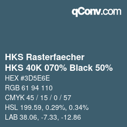 カラーコード: HKS Rasterfaecher - HKS 40K 070% Black 50% | qconv.com