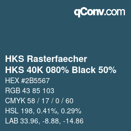 カラーコード: HKS Rasterfaecher - HKS 40K 080% Black 50% | qconv.com