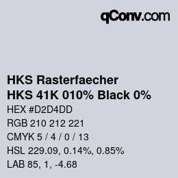 Color code: HKS Rasterfaecher - HKS 41K 010% Black 0% | qconv.com