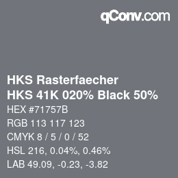 Code couleur: HKS Rasterfaecher - HKS 41K 020% Black 50% | qconv.com