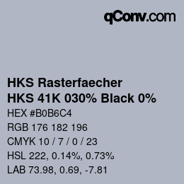 カラーコード: HKS Rasterfaecher - HKS 41K 030% Black 0% | qconv.com