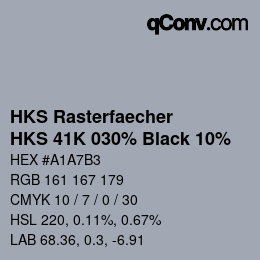 Code couleur: HKS Rasterfaecher - HKS 41K 030% Black 10% | qconv.com