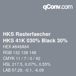 カラーコード: HKS Rasterfaecher - HKS 41K 030% Black 30% | qconv.com