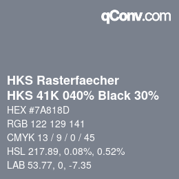 Código de color: HKS Rasterfaecher - HKS 41K 040% Black 30% | qconv.com
