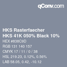 カラーコード: HKS Rasterfaecher - HKS 41K 050% Black 10% | qconv.com