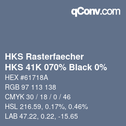 カラーコード: HKS Rasterfaecher - HKS 41K 070% Black 0% | qconv.com