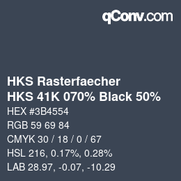 カラーコード: HKS Rasterfaecher - HKS 41K 070% Black 50% | qconv.com