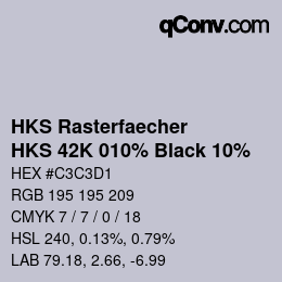 Code couleur: HKS Rasterfaecher - HKS 42K 010% Black 10% | qconv.com