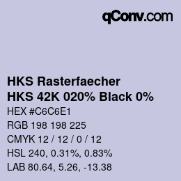 Código de color: HKS Rasterfaecher - HKS 42K 020% Black 0% | qconv.com