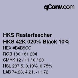 カラーコード: HKS Rasterfaecher - HKS 42K 020% Black 10% | qconv.com