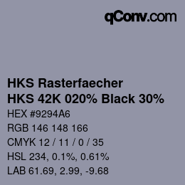 カラーコード: HKS Rasterfaecher - HKS 42K 020% Black 30% | qconv.com