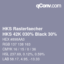 カラーコード: HKS Rasterfaecher - HKS 42K 030% Black 30% | qconv.com