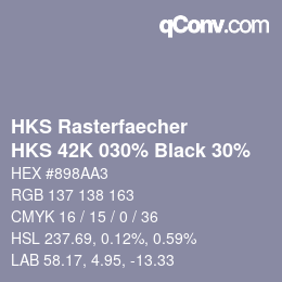 Color code: HKS Rasterfaecher - HKS 42K 030% Black 30% | qconv.com