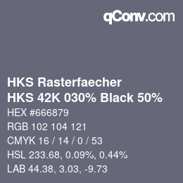 Color code: HKS Rasterfaecher - HKS 42K 030% Black 50% | qconv.com