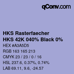 カラーコード: HKS Rasterfaecher - HKS 42K 040% Black 0% | qconv.com