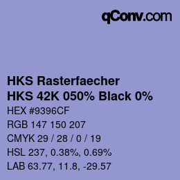 Farbcode: HKS Rasterfaecher - HKS 42K 050% Black 0% | qconv.com