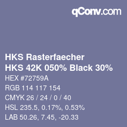 Farbcode: HKS Rasterfaecher - HKS 42K 050% Black 30% | qconv.com