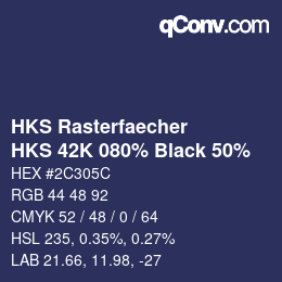Farbcode: HKS Rasterfaecher - HKS 42K 080% Black 50% | qconv.com