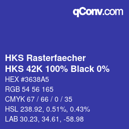 Code couleur: HKS Rasterfaecher - HKS 42K 100% Black 0% | qconv.com