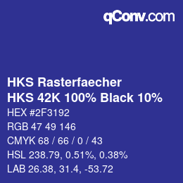 Code couleur: HKS Rasterfaecher - HKS 42K 100% Black 10% | qconv.com