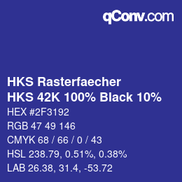 カラーコード: HKS Rasterfaecher - HKS 42K 100% Black 10% | qconv.com