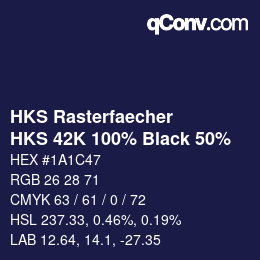 カラーコード: HKS Rasterfaecher - HKS 42K 100% Black 50% | qconv.com