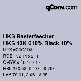 Code couleur: HKS Rasterfaecher - HKS 43K 010% Black 10% | qconv.com