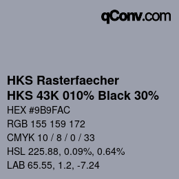 カラーコード: HKS Rasterfaecher - HKS 43K 010% Black 30% | qconv.com