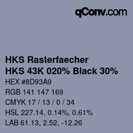 カラーコード: HKS Rasterfaecher - HKS 43K 020% Black 30% | qconv.com