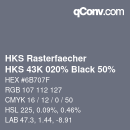 カラーコード: HKS Rasterfaecher - HKS 43K 020% Black 50% | qconv.com
