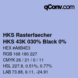 カラーコード: HKS Rasterfaecher - HKS 43K 030% Black 0% | qconv.com