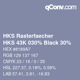 カラーコード: HKS Rasterfaecher - HKS 43K 030% Black 30% | qconv.com