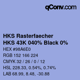 カラーコード: HKS Rasterfaecher - HKS 43K 040% Black 0% | qconv.com