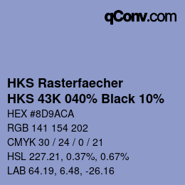 Code couleur: HKS Rasterfaecher - HKS 43K 040% Black 10% | qconv.com