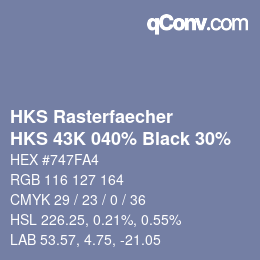 カラーコード: HKS Rasterfaecher - HKS 43K 040% Black 30% | qconv.com