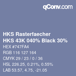 Color code: HKS Rasterfaecher - HKS 43K 040% Black 30% | qconv.com