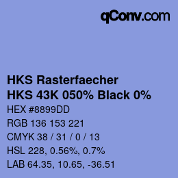 Color code: HKS Rasterfaecher - HKS 43K 050% Black 0% | qconv.com