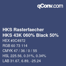 Código de color: HKS Rasterfaecher - HKS 43K 060% Black 50% | qconv.com